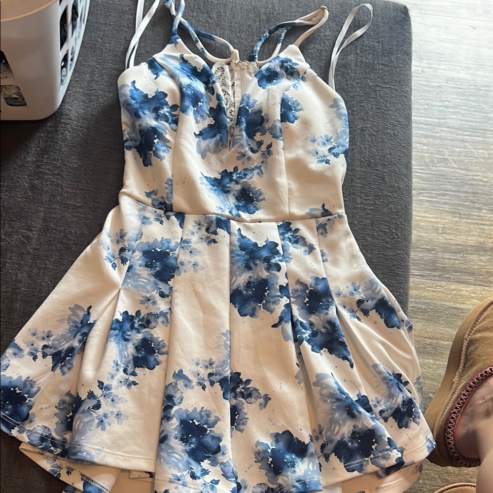 Blue and White Floral Dress